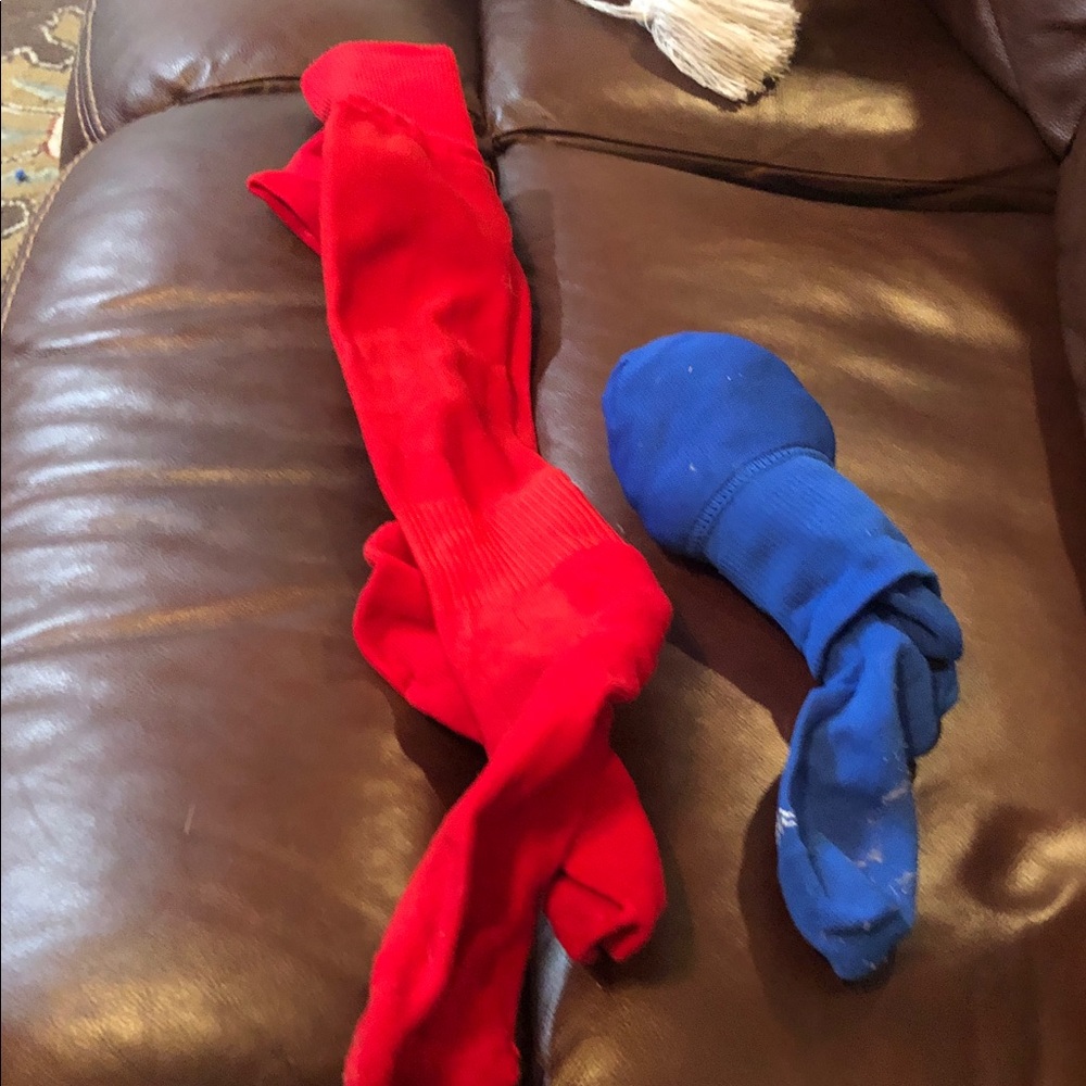 Bright Red and Royal Blue soccer Socks 2 Pair